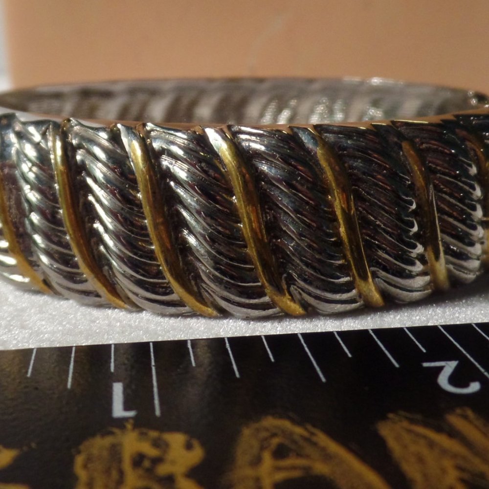 Gold & Silvertone Magnetic Closure Bracelet - Picture 3 of 5